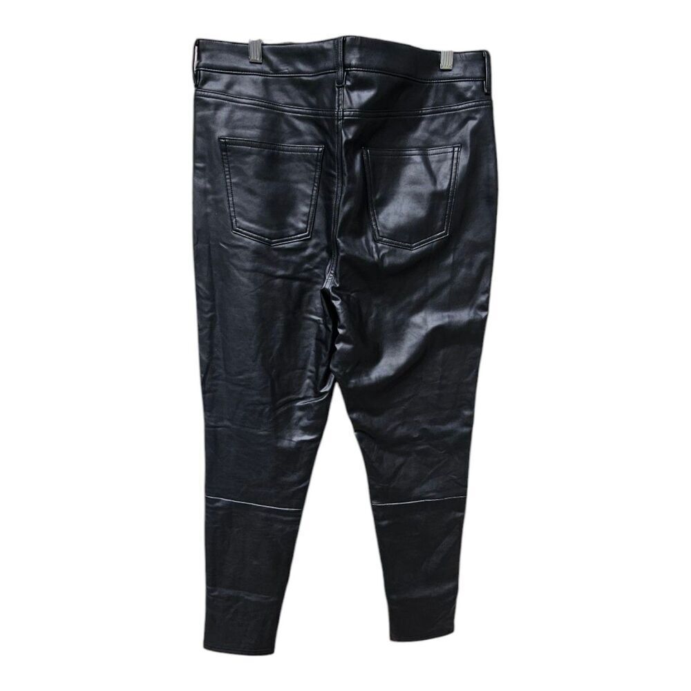 7 For All Mankind Black Vegan Leather Skinny Leg Trousers Jeans Sz 12 34 Waist - Picture 2 of 8